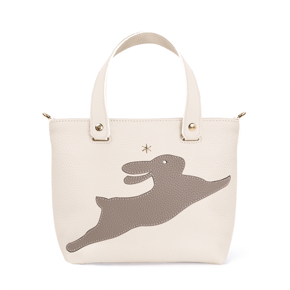 'En L'Air le Sac Lièvre' Sac Cabas Cuir Nappa Crème & Or