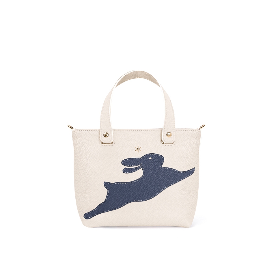 'En L'Air le Sac Lièvre' Sac Cabas Cuir Nappa Crème & Or