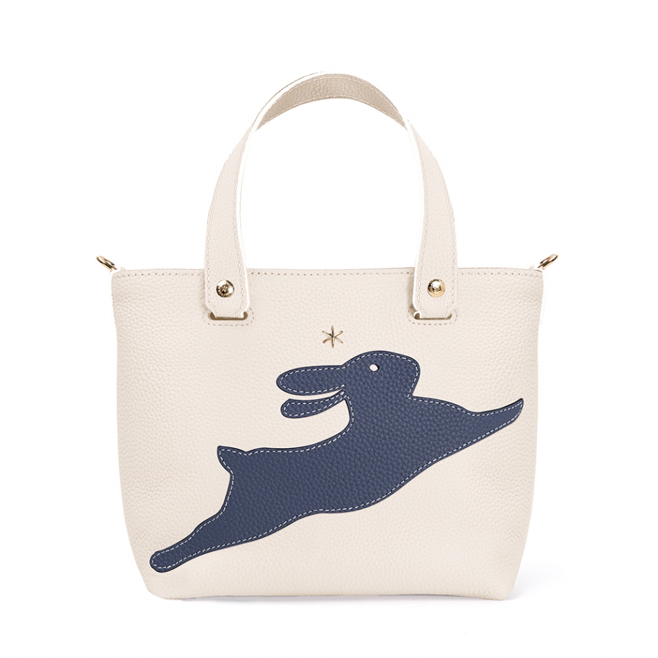 'En L'Air le Sac Lièvre' Sac Cabas Cuir Nappa Crème & Or