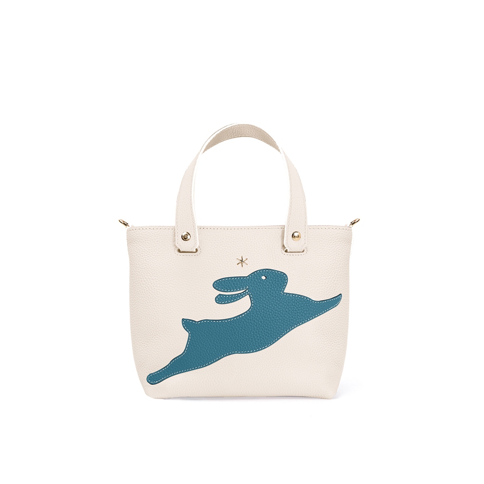 'En L'Air le Sac Lièvre' Sac Cabas Cuir Nappa Crème & Or