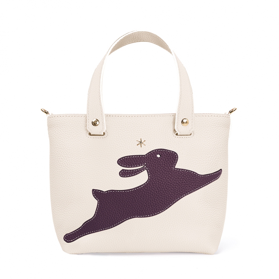 'En L'Air le Sac Lièvre' Sac Cabas Cuir Nappa Crème & Or