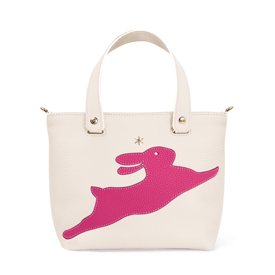 'En L'Air le Sac Lièvre' Nappa Leather Handbag Cream & Gold