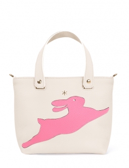 'En L'Air le Sac Lièvre' Sac Cabas Cuir Nappa Crème & Or
