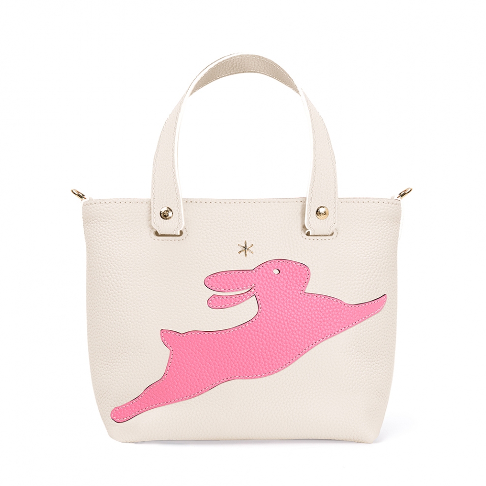 'En L'Air le Sac Lièvre' Sac Cabas Cuir Nappa Crème & Or