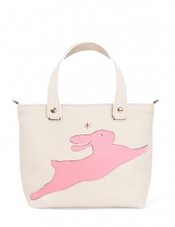 'En L'Air le Sac Lièvre' Sac Cabas Cuir Nappa Crème & Or