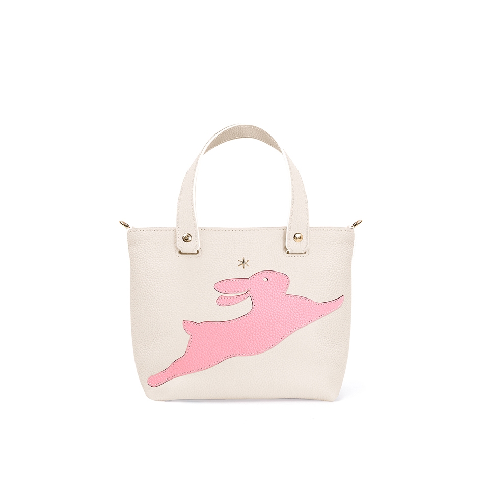 'En L'Air le Sac Lièvre' Sac Cabas Cuir Nappa Crème & Or