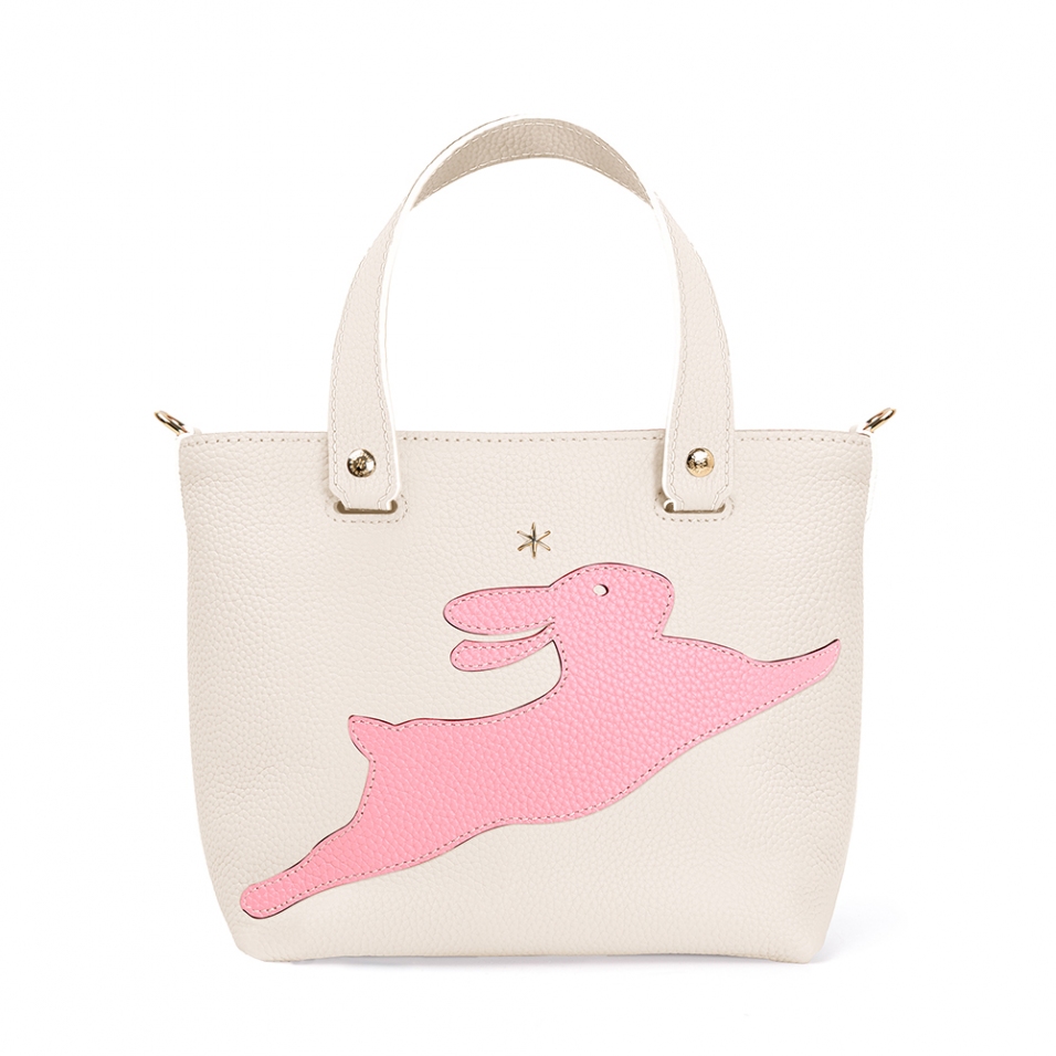 'En L'Air le Sac Lièvre' Sac Cabas Cuir Nappa Crème & Or