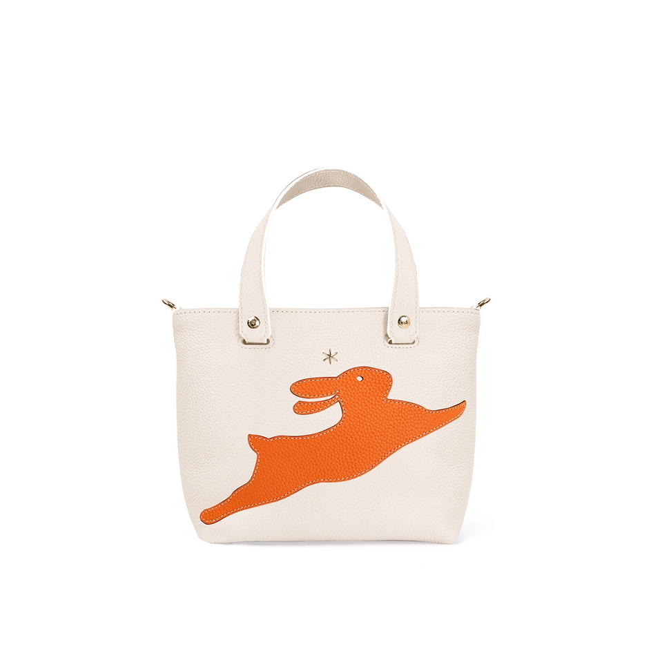 'En L'Air le Sac Lièvre' Nappa Leather Handbag Cream & Gold