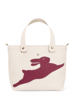 'En L'Air le Sac Lièvre' Sac Cabas Cuir Nappa Crème & Or