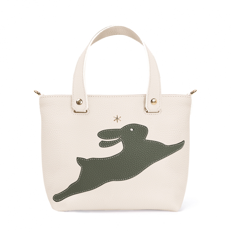 'En L'Air le Sac Lièvre' Sac Cabas Cuir Nappa Crème & Or
