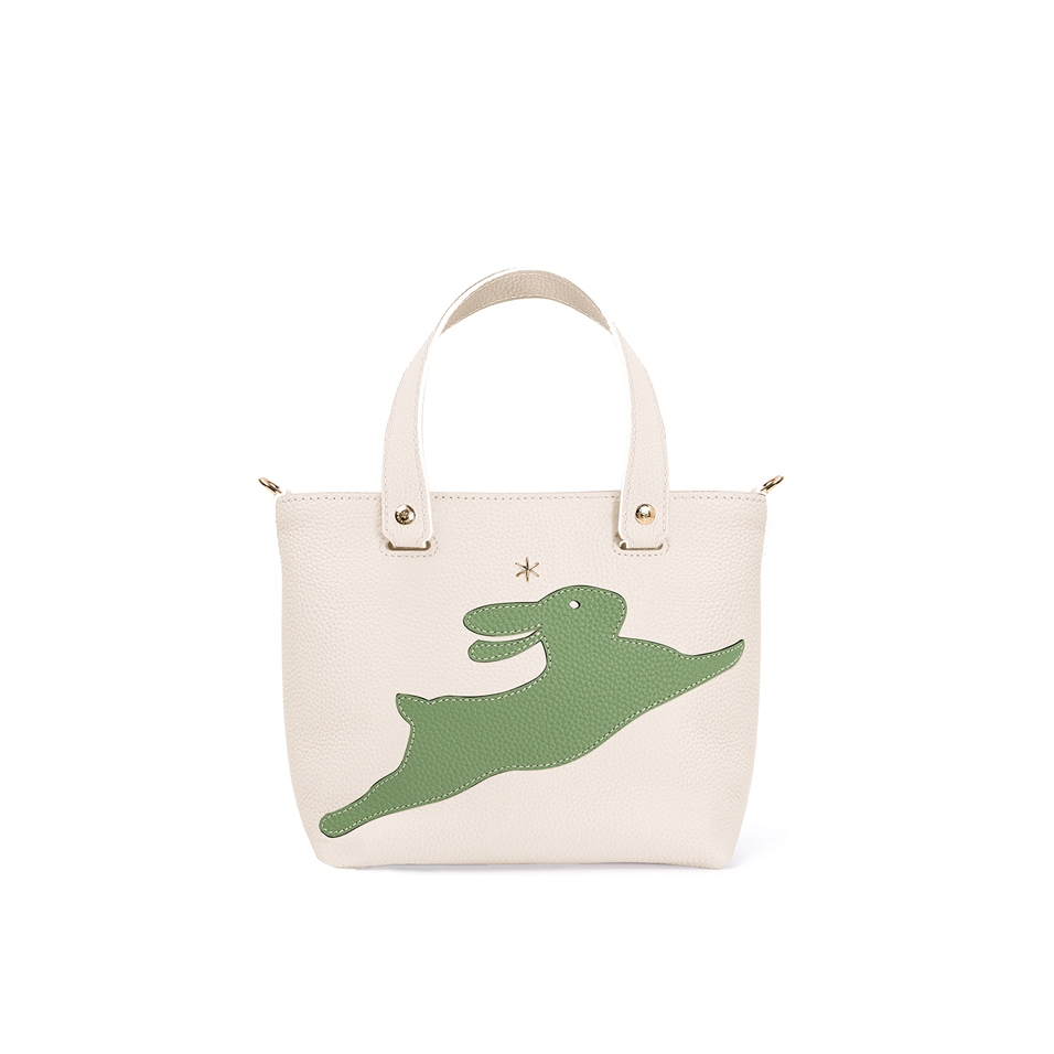 'En L'Air le Sac Lièvre' Sac Cabas Cuir Nappa Crème & Or
