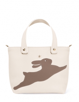 'En L'Air le Sac Lièvre' Sac Cabas Cuir Nappa Crème & Or