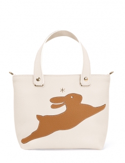 'En L'Air le Sac Lièvre' Nappa Leather Handbag Cream & Gold