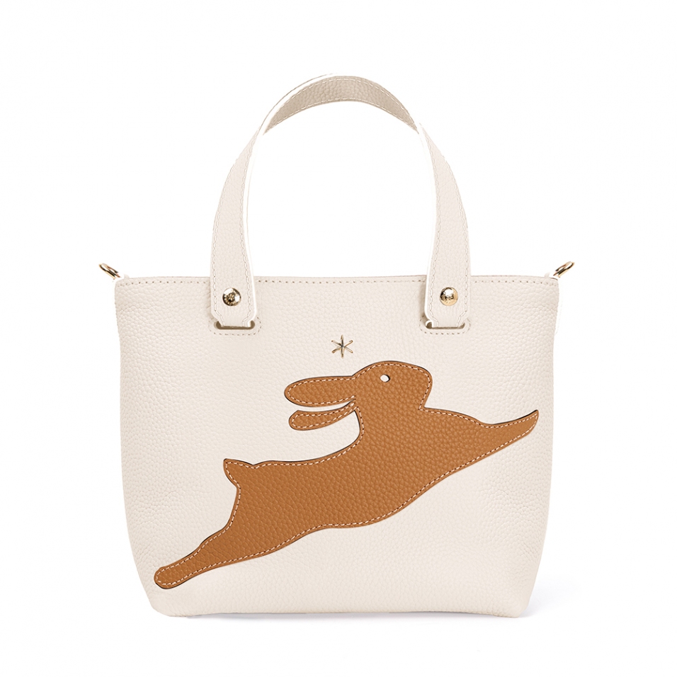 'En L'Air le Sac Lièvre' Nappa Leather Handbag Cream & Gold