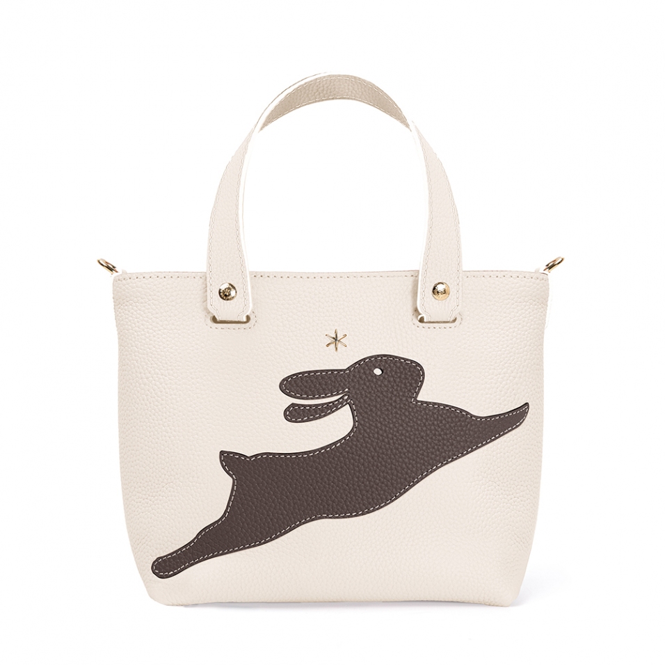 'En L'Air le Sac Lièvre' Nappa Leather Handbag Cream & Gold