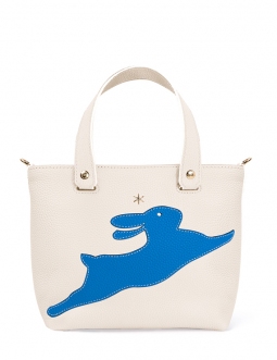 'En L'Air le Sac Lièvre' Sac Cabas Cuir Nappa Crème & Or