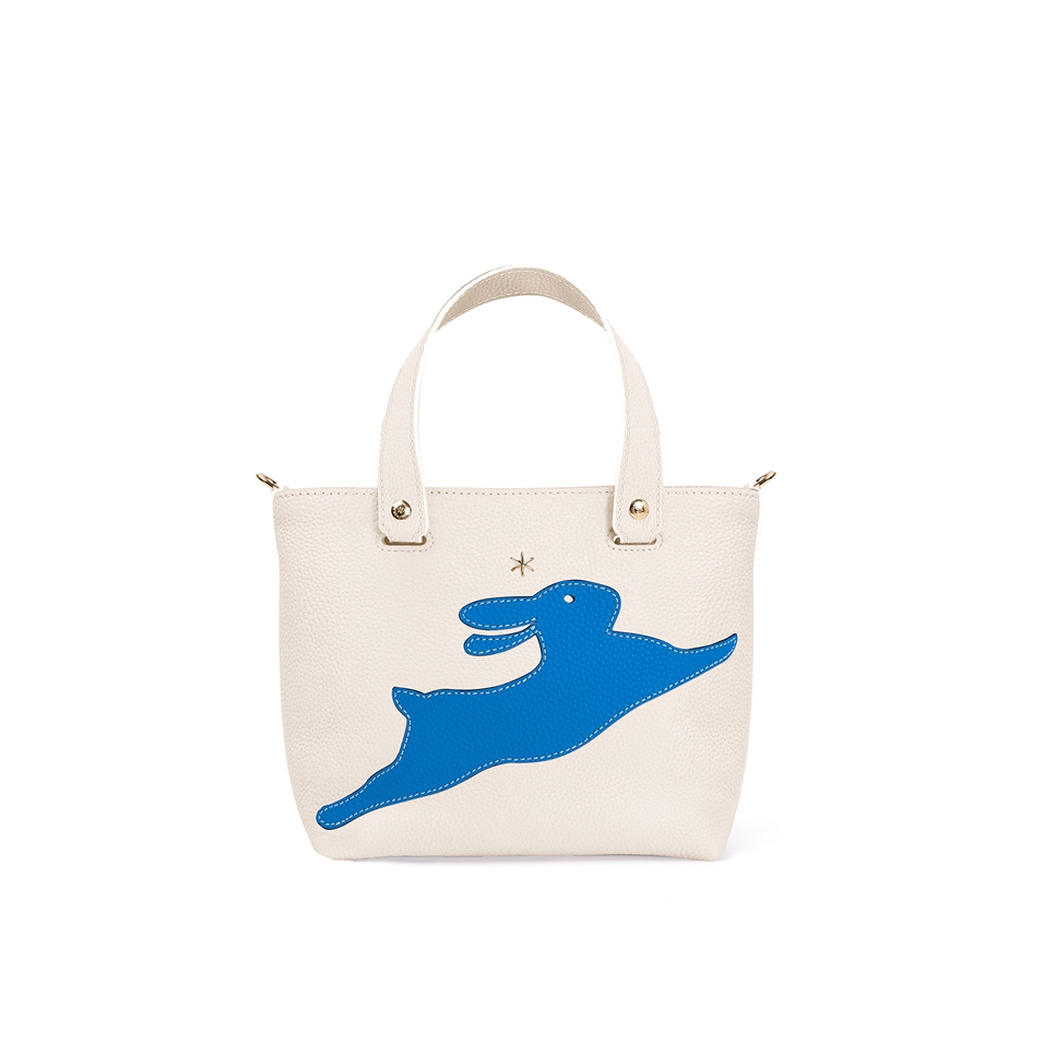 'En L'Air le Sac Lièvre' Sac Cabas Cuir Nappa Crème & Or