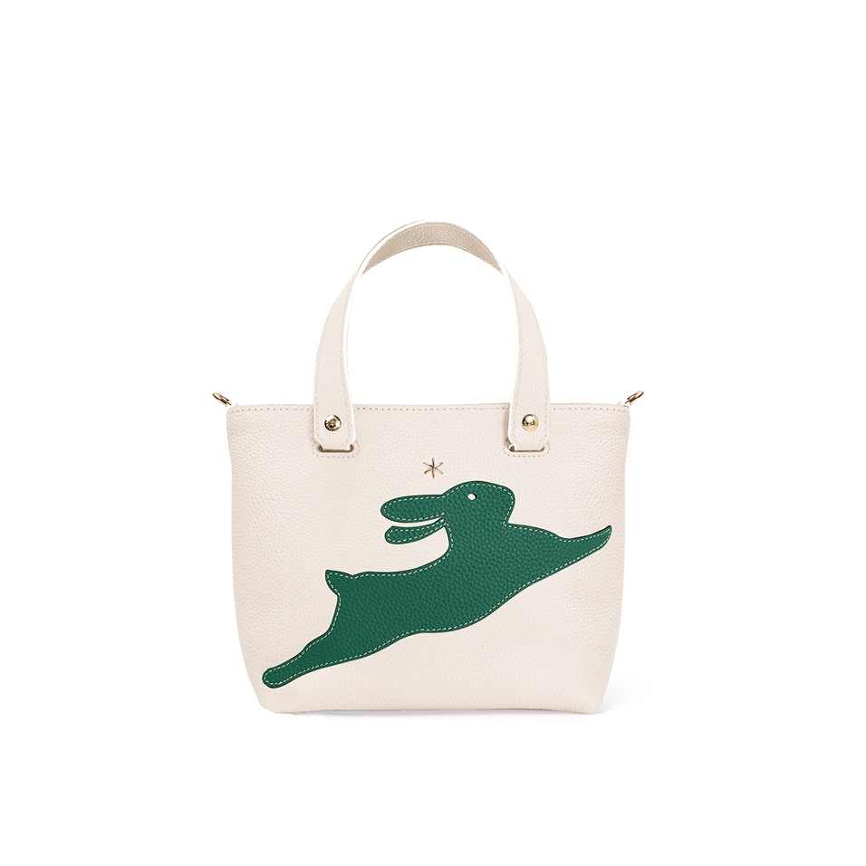 'En L'Air le Sac Lièvre' Sac Cabas Cuir Nappa Crème & Or