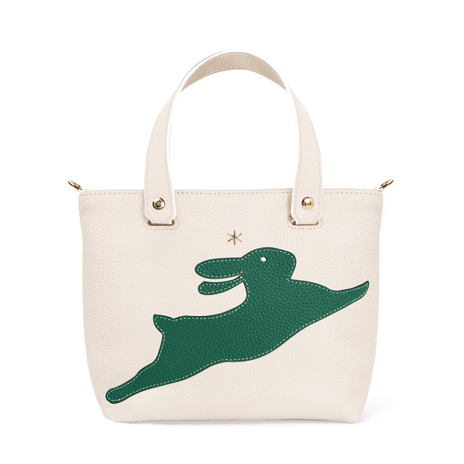 'En L'Air le Sac Lièvre' Nappa Leather Handbag Cream & Gold