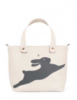 'En L'Air le Sac Lièvre' Sac Cabas Cuir Nappa Crème & Or