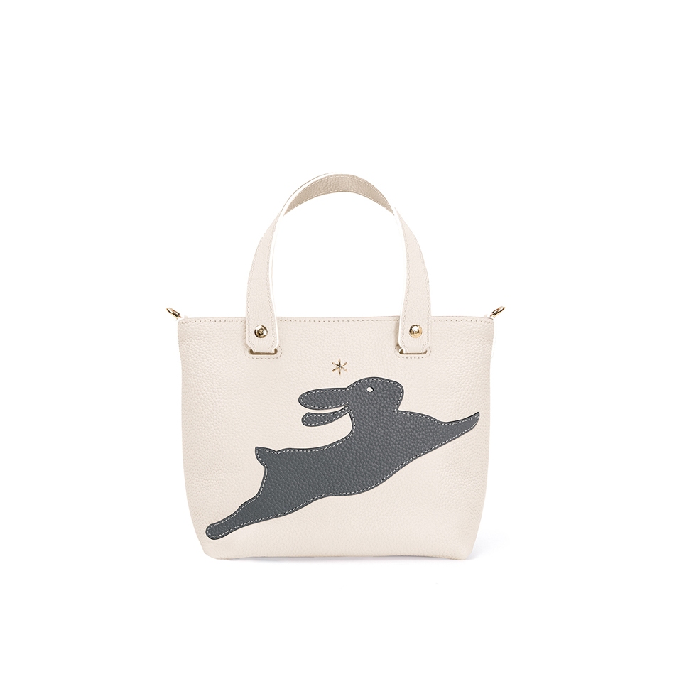 'En L'Air le Sac Lièvre' Sac Cabas Cuir Nappa Crème & Or