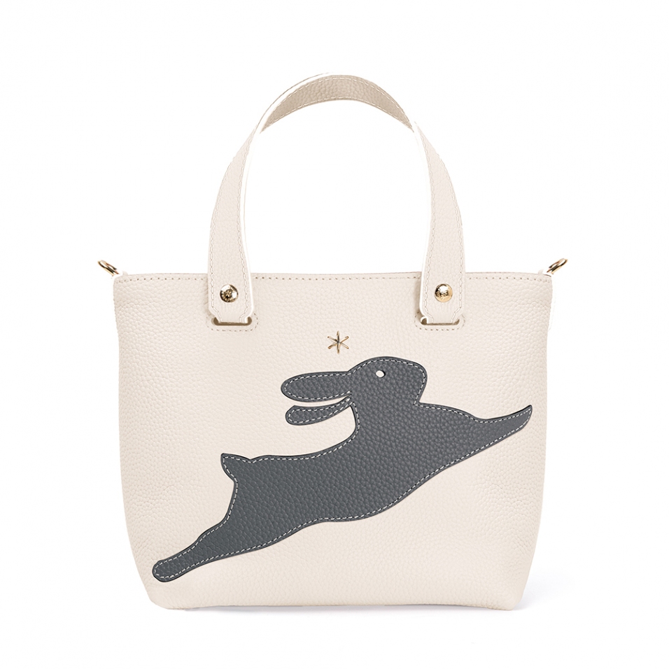 'En L'Air le Sac Lièvre' Sac Cabas Cuir Nappa Crème & Or