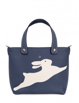 'En L'Air le Sac Lièvre' Sac Cabas Cuir Nappa Marine & Or