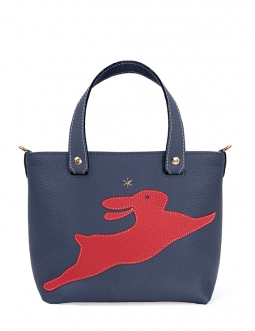 'En L'Air le Sac Lièvre' Nappa Leather Handbag Navy Blue & Gold