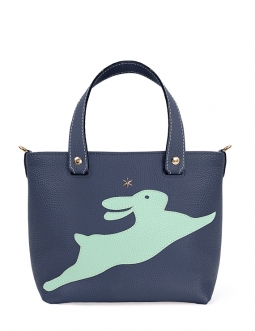 'En L'Air le Sac Lièvre' Sac Cabas Cuir Nappa Marine & Or
