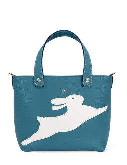 'En L'Air le Sac Lièvre' Sac Cabas Cuir Nappa Indigo & Or