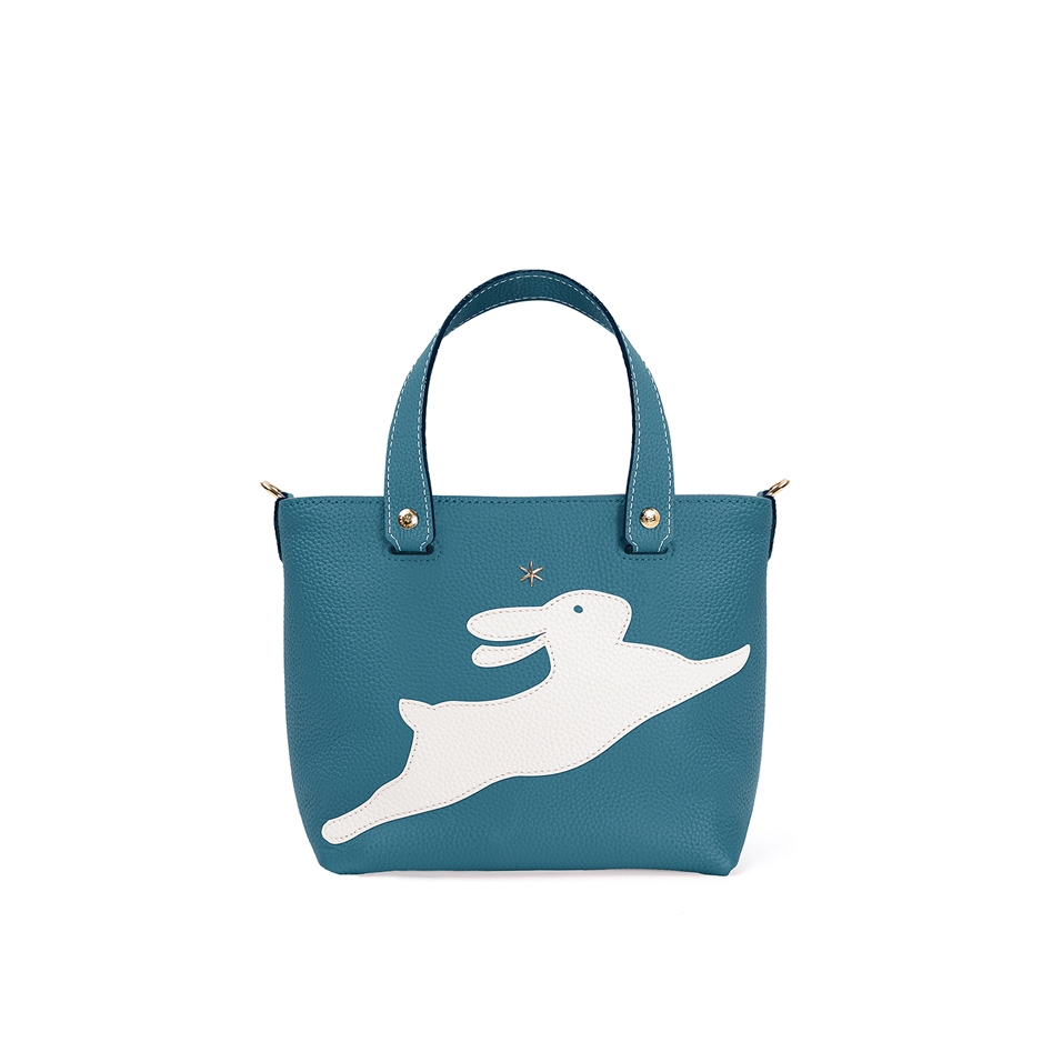 'En L'Air le Sac Lièvre' Nappa Leather Handbag Indigo & Gold