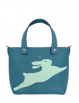 'En L'Air le Sac Lièvre' Sac Cabas Cuir Nappa Indigo & Or