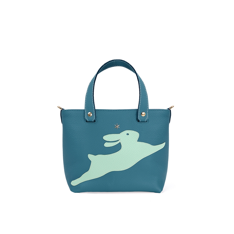 'En L'Air le Sac Lièvre' Sac Cabas Cuir Nappa Indigo & Or