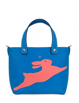 'En L'Air le Sac Lièvre' Nappa Leather Handbag Cyan & Gold