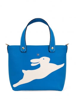 'En L'Air le Sac Lièvre' Nappa Leather Handbag Cyan & Gold