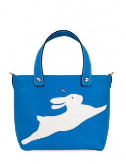 'En L'Air le Sac Lièvre' Nappa Leather Handbag Cyan & Gold