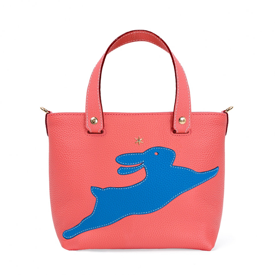 'En L'Air le Sac Lièvre' Sac Cabas Cuir Nappa Pastèque & Or