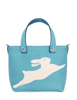 'En L'Air le Sac Lièvre' Nappa Leather Handbag Sky Blue & Gold