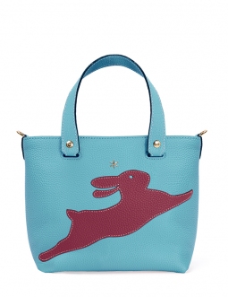 'En L'Air le Sac Lièvre' Nappa Leather Handbag Sky Blue & Gold