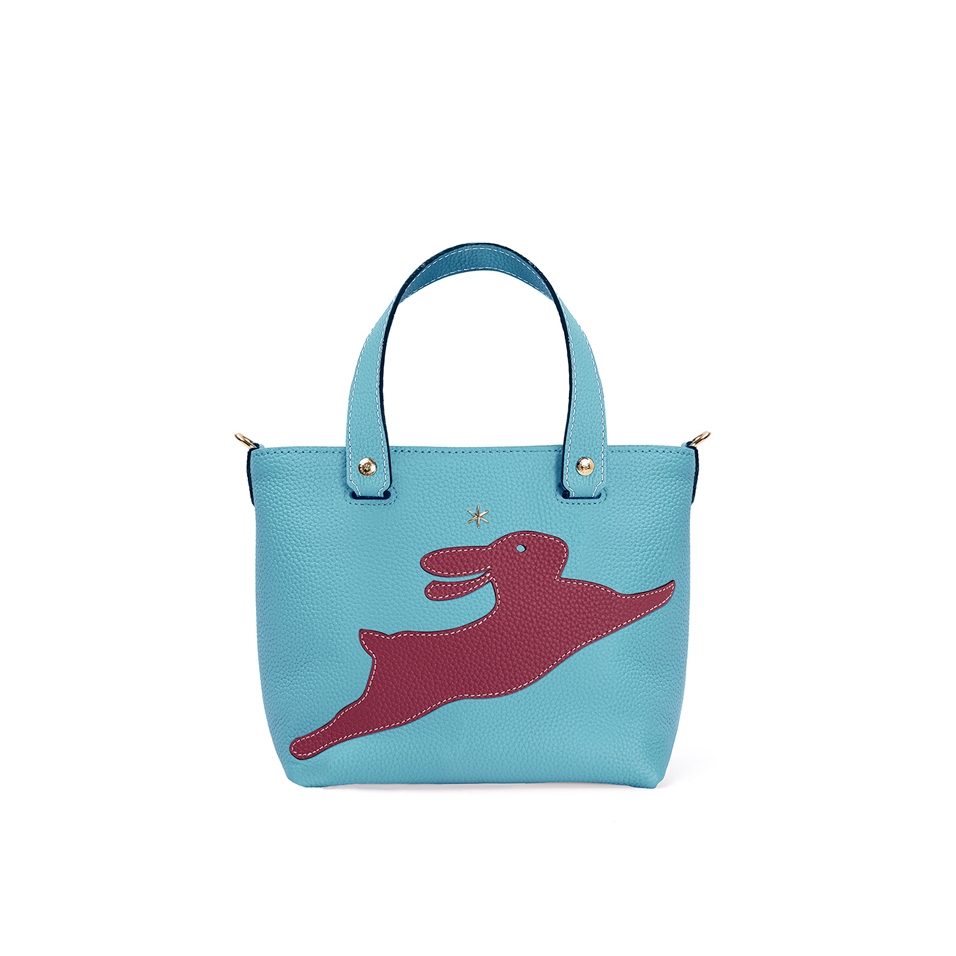 'En L'Air le Sac Lièvre' Sac Cabas Cuir Nappa Azur & Or