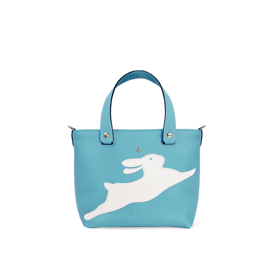 'En L'Air le Sac Lièvre' Nappa Leather Handbag Sky Blue & Gold