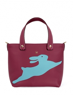'En L'Air le Sac Lièvre' Nappa Leather Handbag Dark Red & Gold