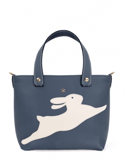 'En L'Air le Sac Lièvre' Nappa Leather Handbag Night Blue & Gold