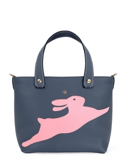 'En L'Air le Sac Lièvre' Nappa Leather Handbag Night Blue & Gold