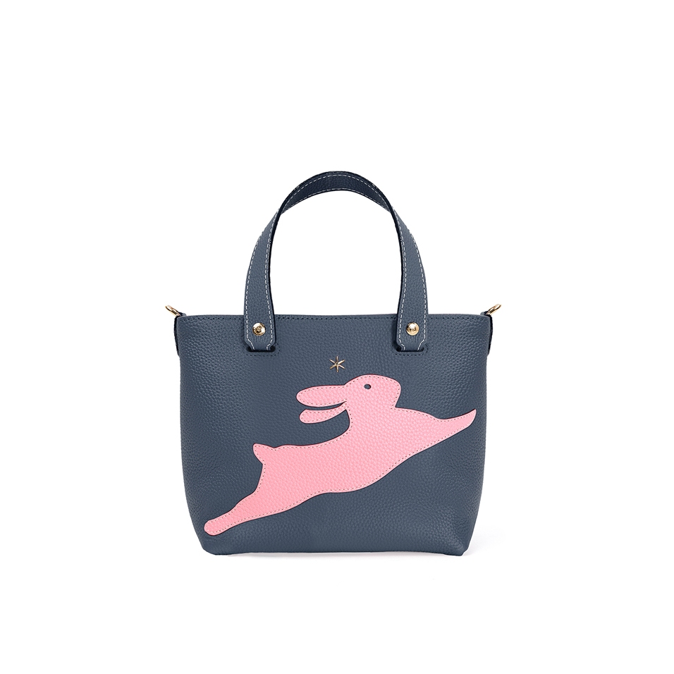 'En L'Air le Sac Lièvre' Nappa Leather Handbag Night Blue & Gold