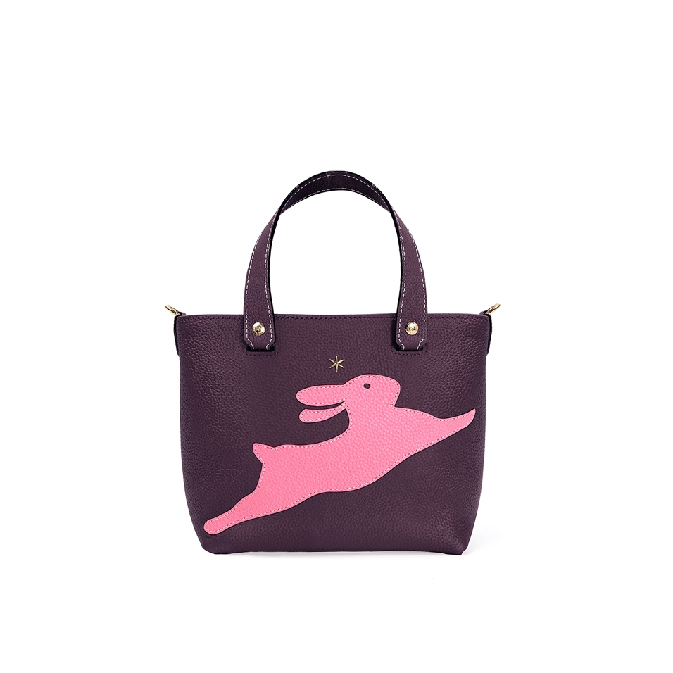 'En L'Air le Sac Lièvre' Sac Cabas Cuir Nappa Cassis & Or