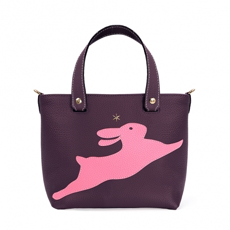 'En L'Air le Sac Lièvre' Nappa Leather Handbag Dark Purple & Gold
