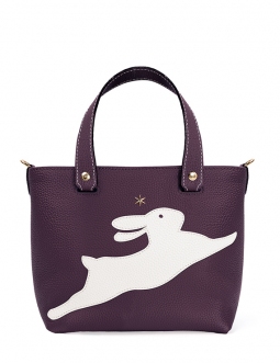 'En L'Air le Sac Lièvre' Nappa Leather Handbag Dark Purple & Gold