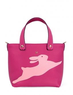 'En L'Air le Sac Lièvre' Sac Cabas Cuir Nappa Fuchsia & Or