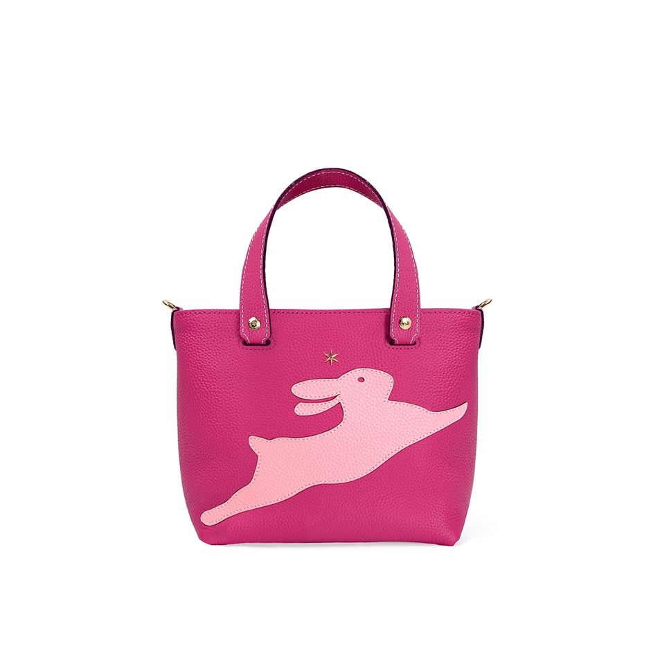 'En L'Air le Sac Lièvre' Sac Cabas Cuir Nappa Fuchsia & Or